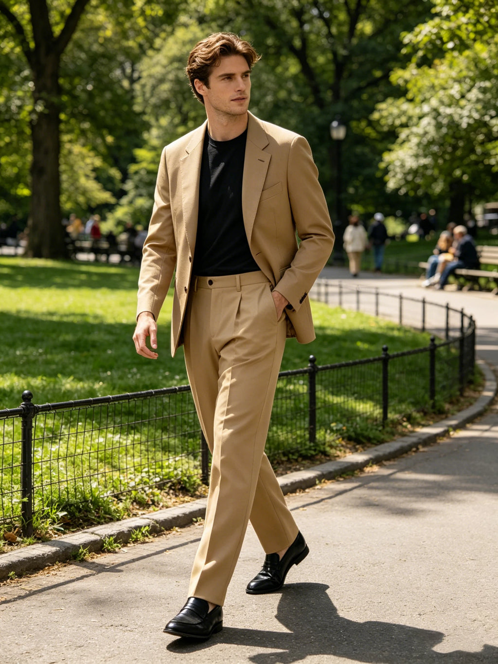Wide-Leg Pleated Trousers