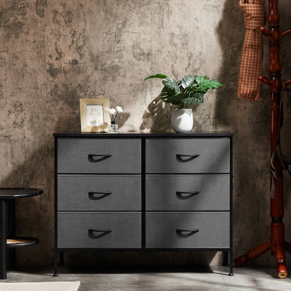 6-Drawer Fabric Nightstand – Bedside Storage