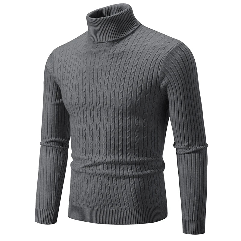 Men's High-Neck Knit Sweater – Warm Casual Turtleneck