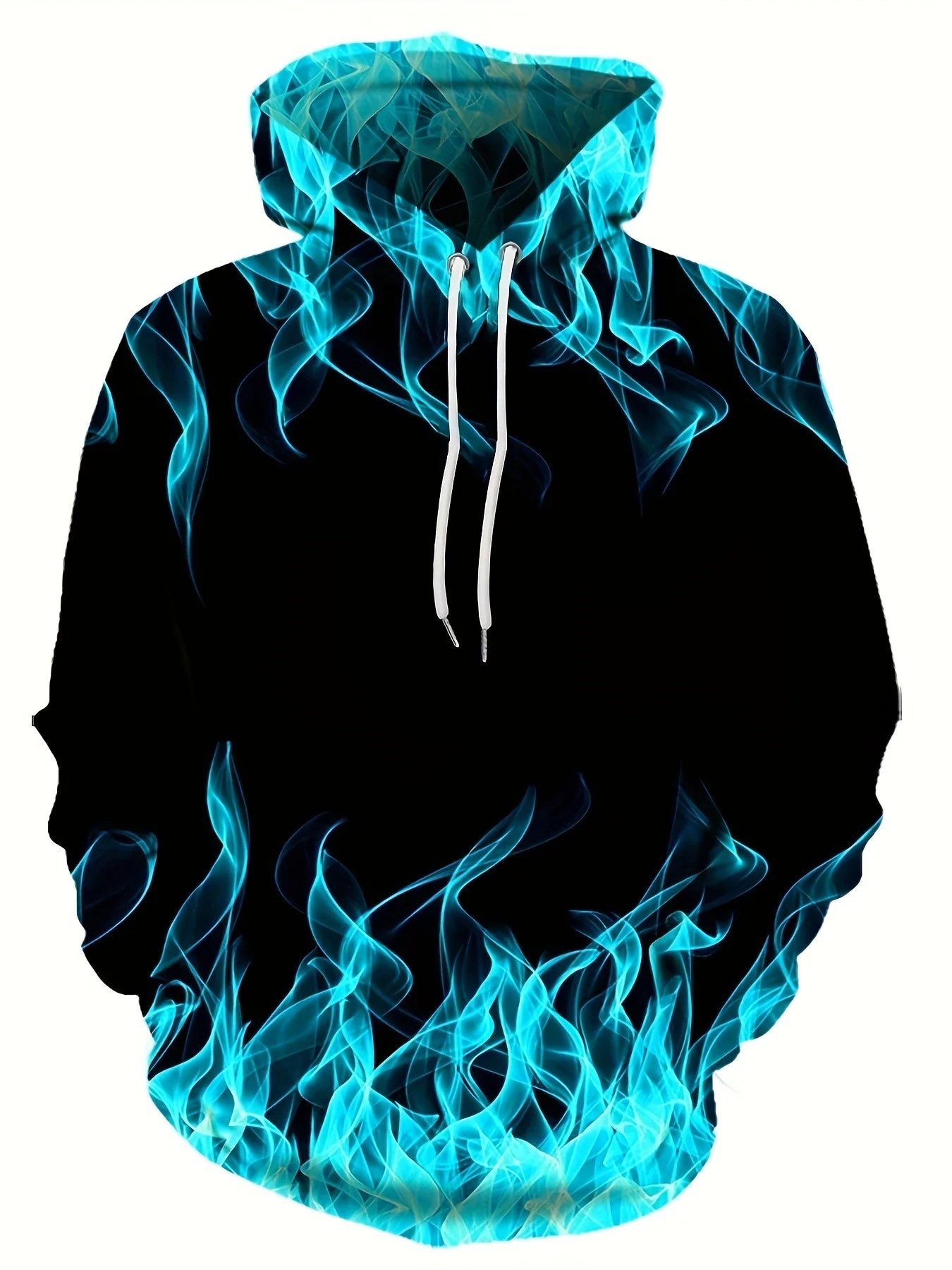 Men's Flame Print Hoodie – Oversized Streetwear Pullover