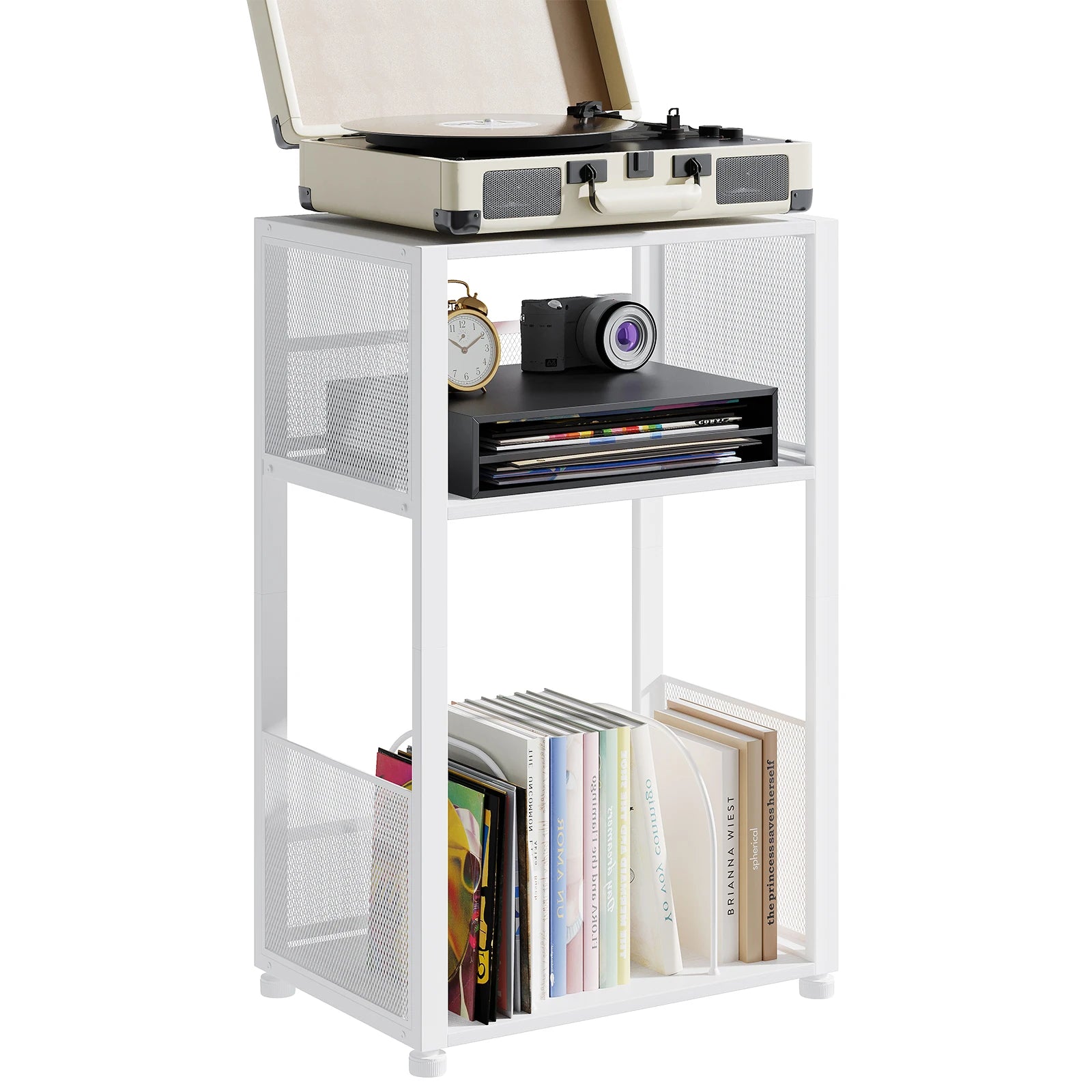 3-Tier Record Player Stand – Metal Media & Vinyl Storage