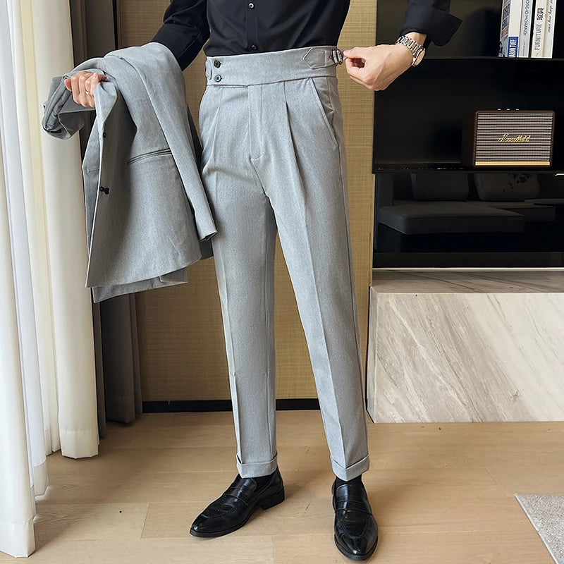 Men's Slim-Fit Dress Trousers – Formal Business Pants