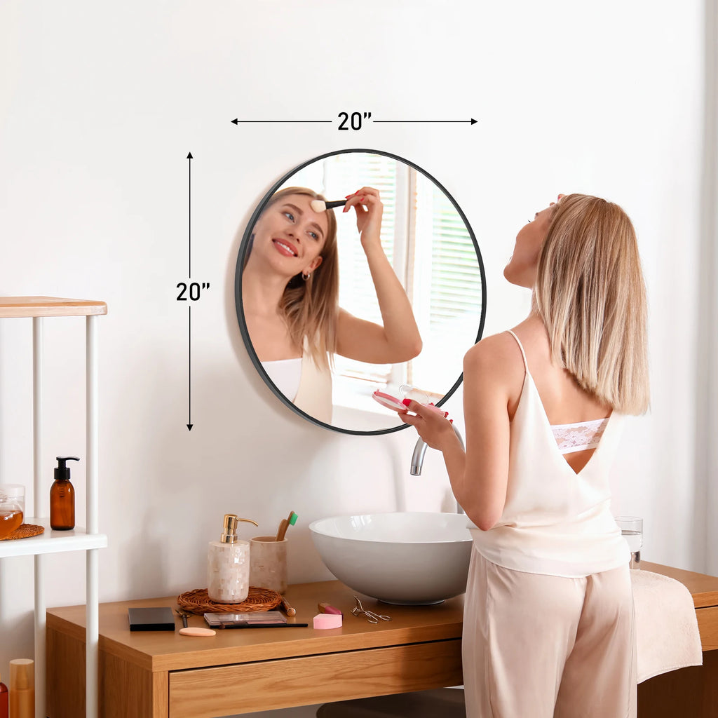 Round Wall Mirror – 30-Inch Gold Metal Frame