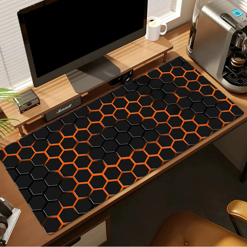 Stitched edge and non-slip base of desk mat