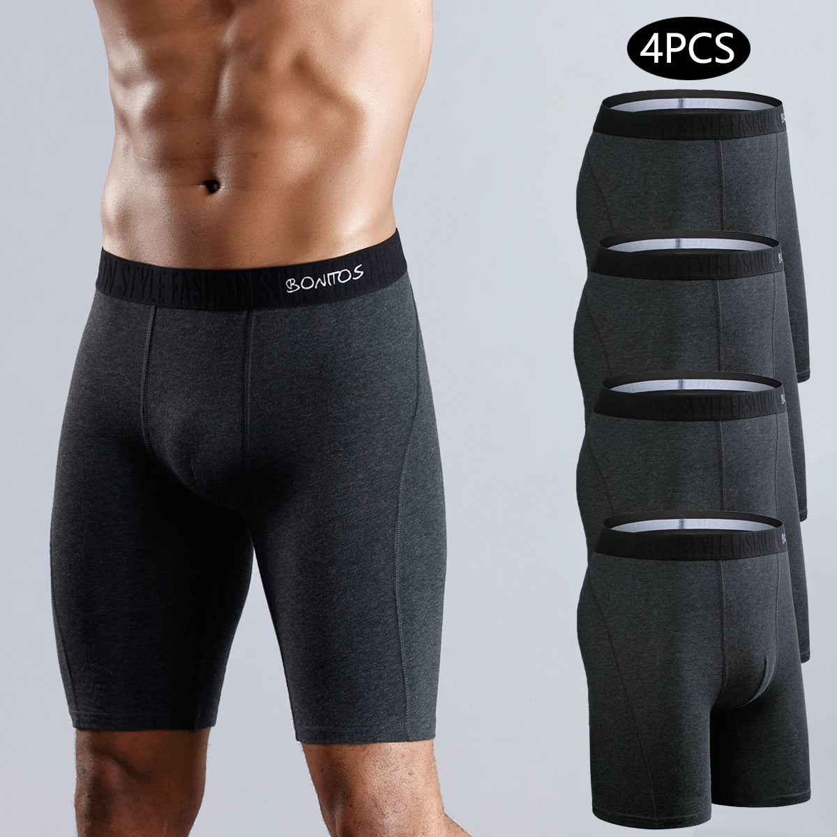 Men's Long-Leg Boxer Briefs – 4-Pack (Plus Sizes)