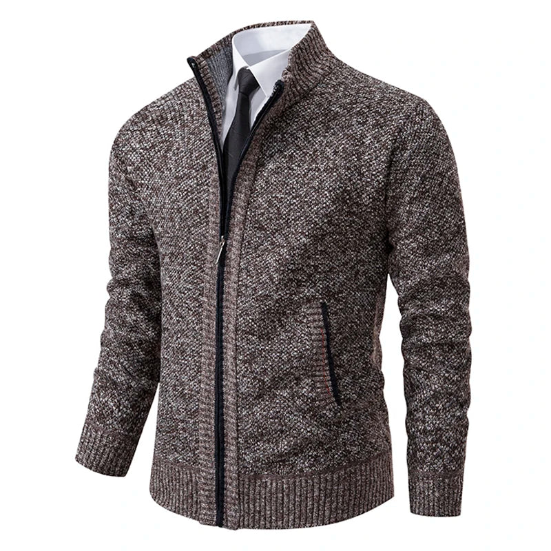 Men's Fleece Zip Cardigan – Warm Stand-Collar Jacket