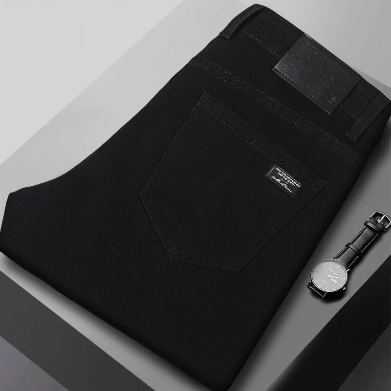 Men's Slim Straight Jeans – Charcoal Grey Stretch Denim