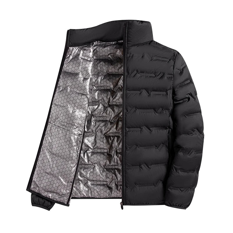 Stand-collar puffer jacket front
