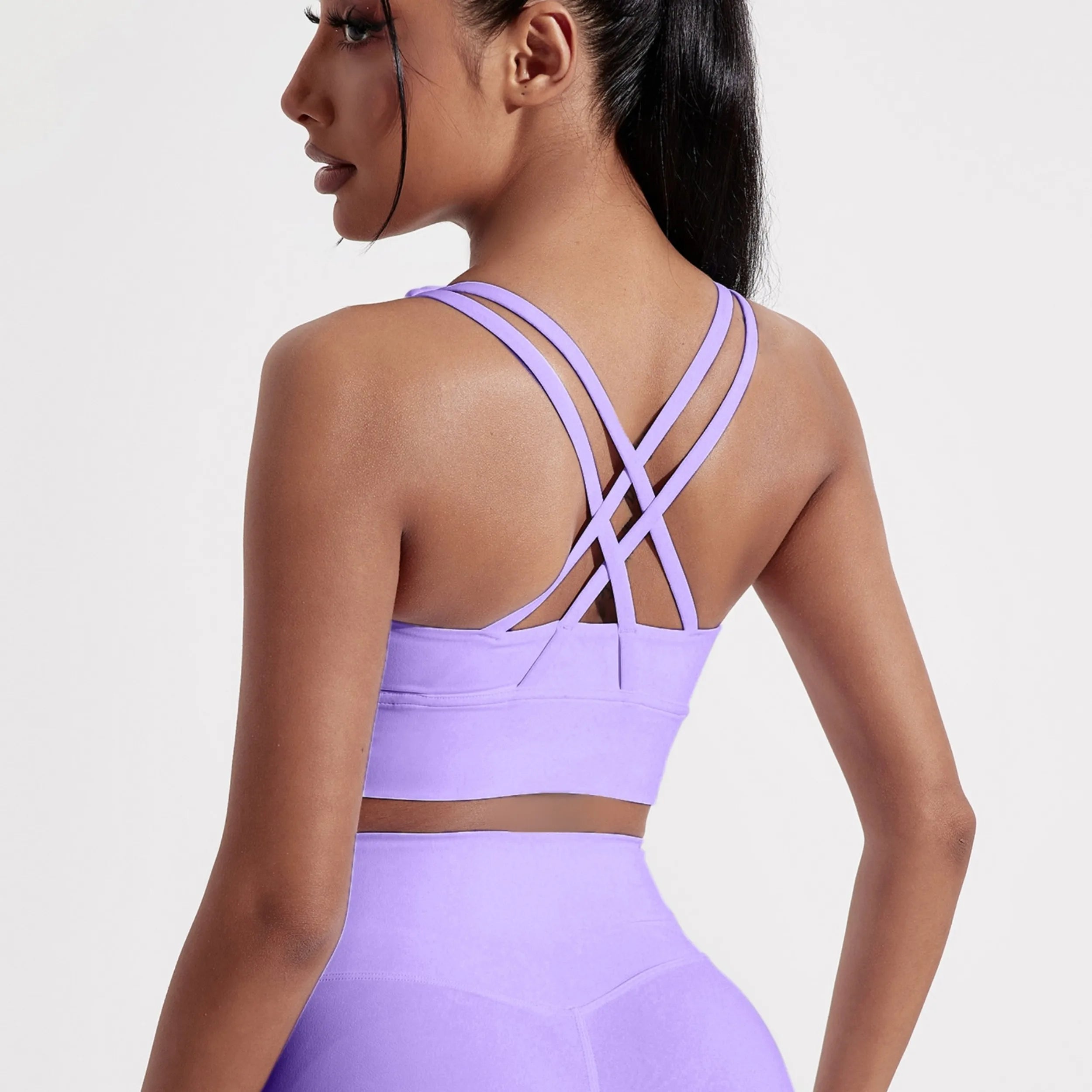 Women's Cross-Back Sports Bra – Padded High-Support