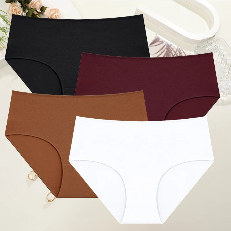 Women's High-Waist Cotton Briefs – 4-Pack Seamless