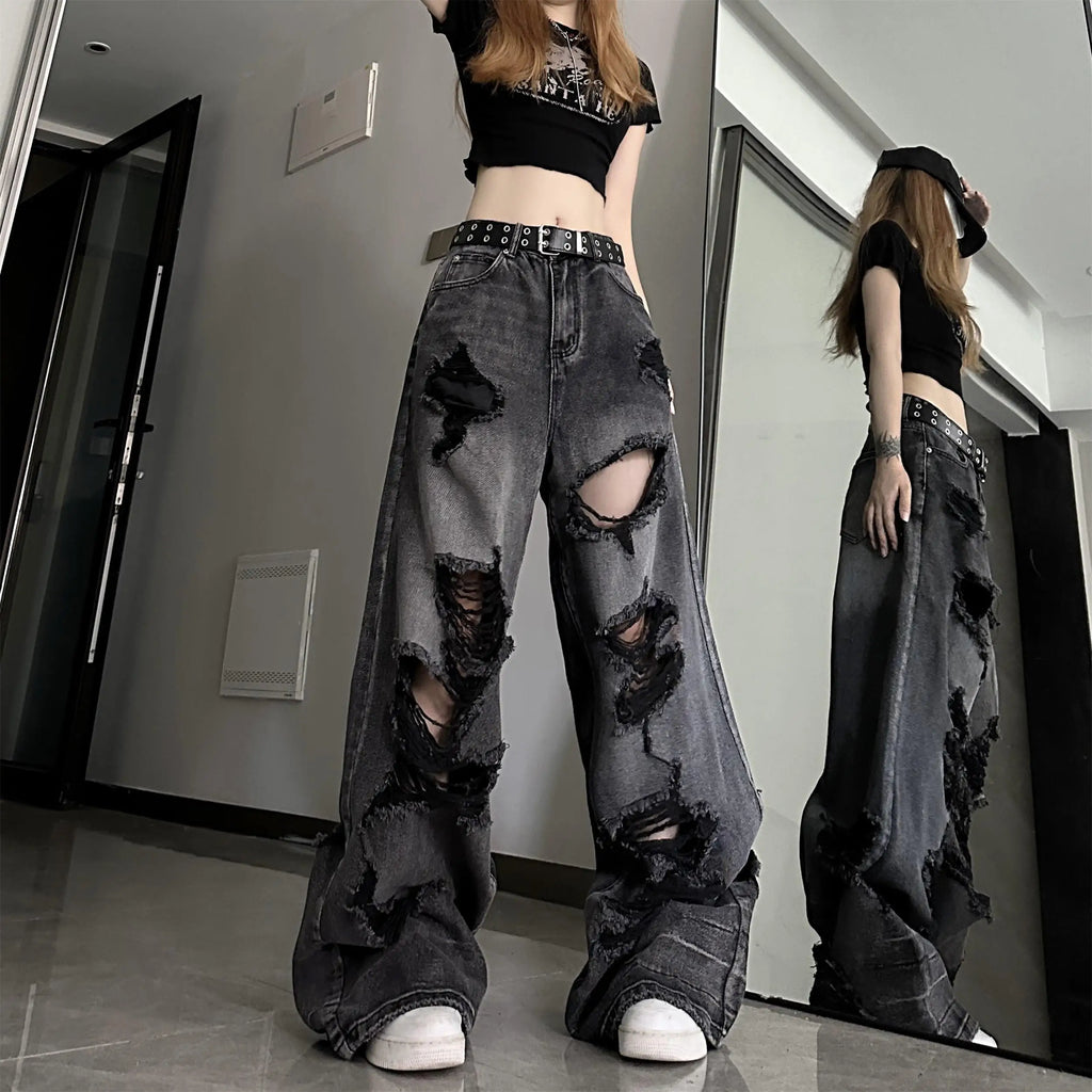 Baggy Distressed Denim Jeans