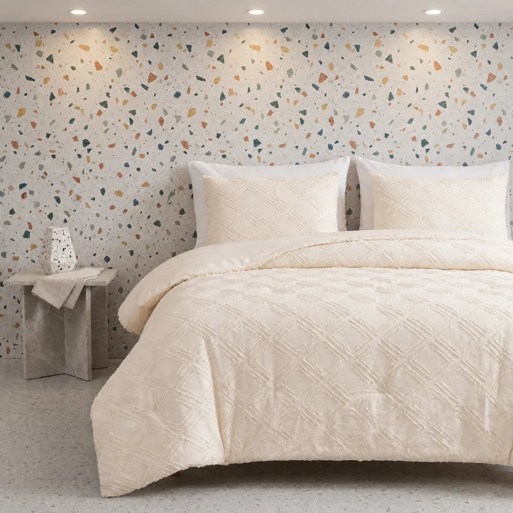 Tufted Comforter Bedding Set – 5 or 7 Piece, Solid Color