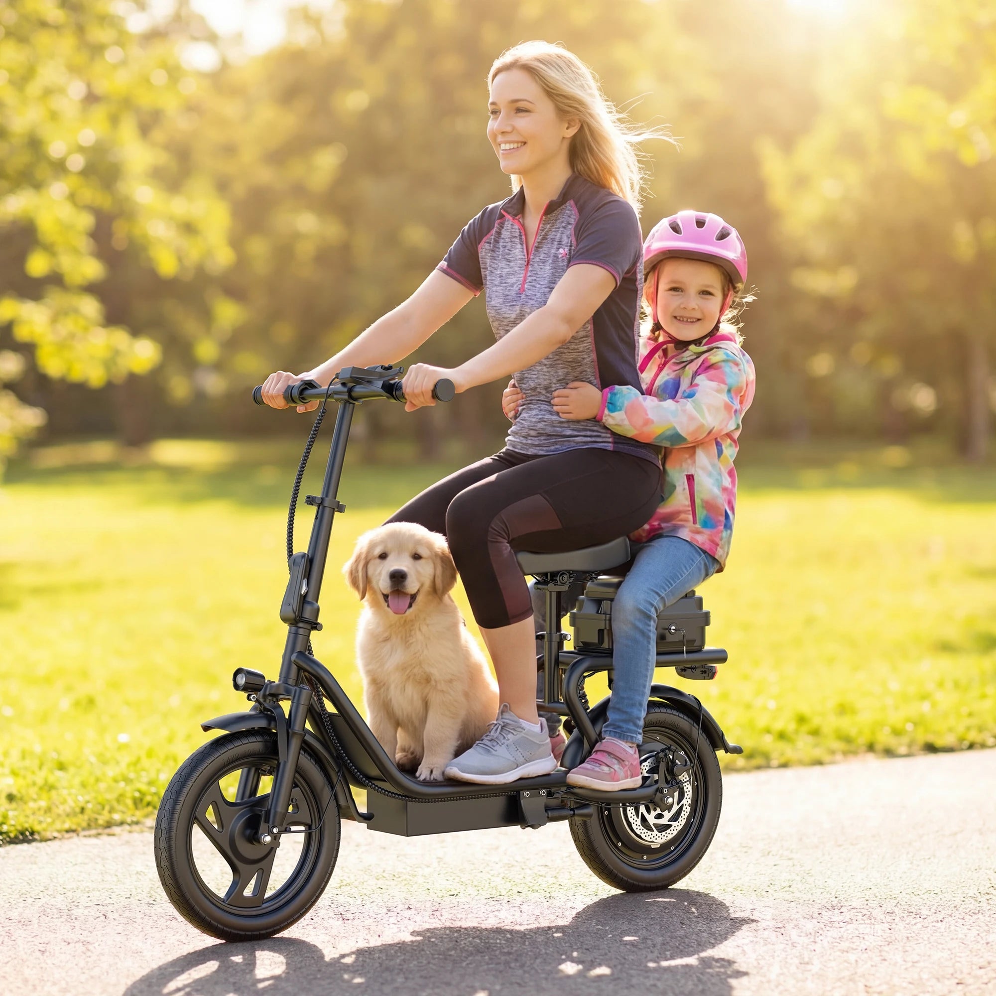 Folding Electric Scooter 500W Motor 48V 10.4AH Battery 14-inch Tire Commuter Electric Scooter with Seats Max Range Load-bearing