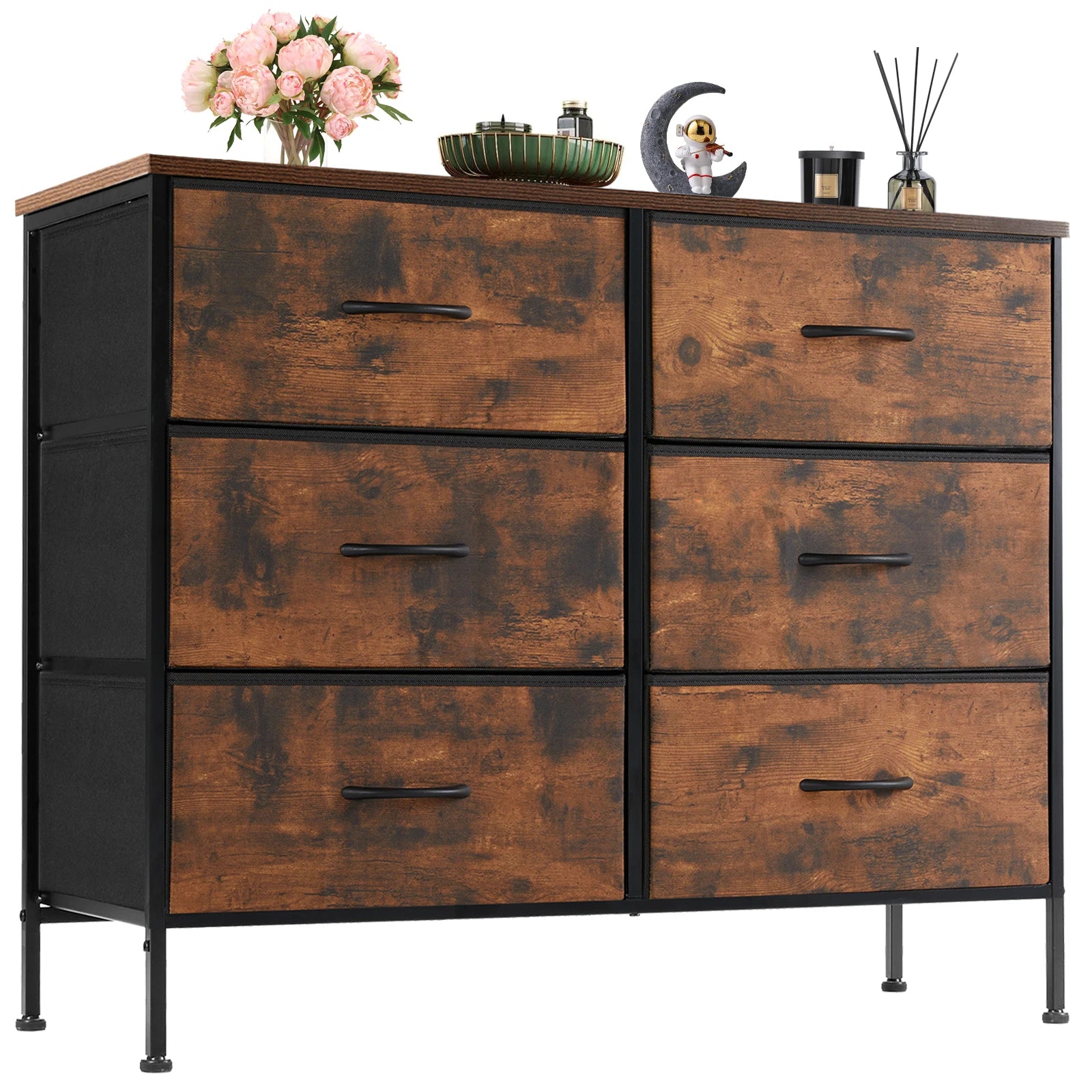 6-Drawer Fabric Nightstand – Bedside Storage