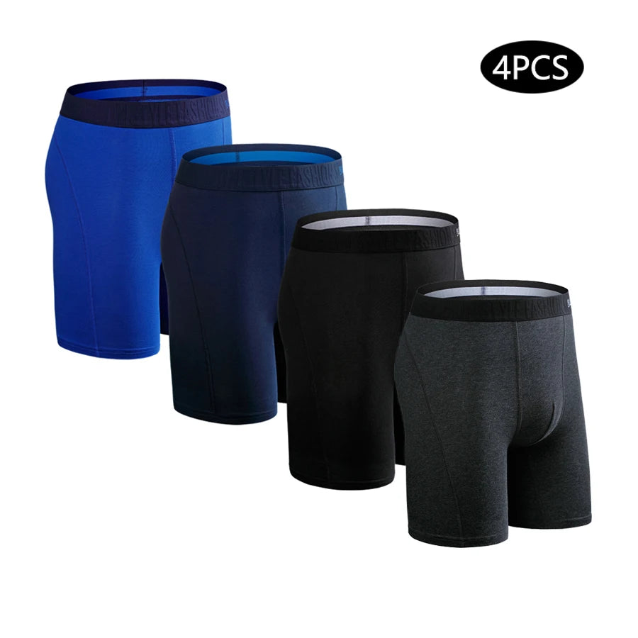 Men's Long-Leg Boxer Briefs – 4-Pack (Plus Sizes)