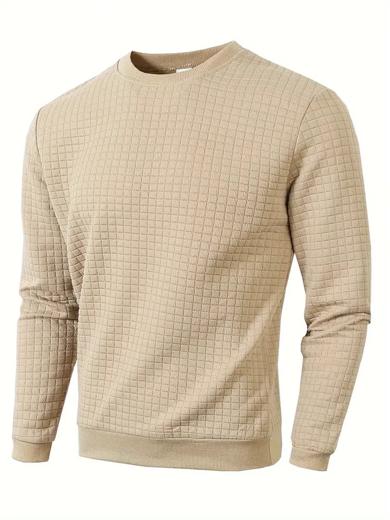 Men's Crewneck Knit Sweater – Jacquard Check Pullover