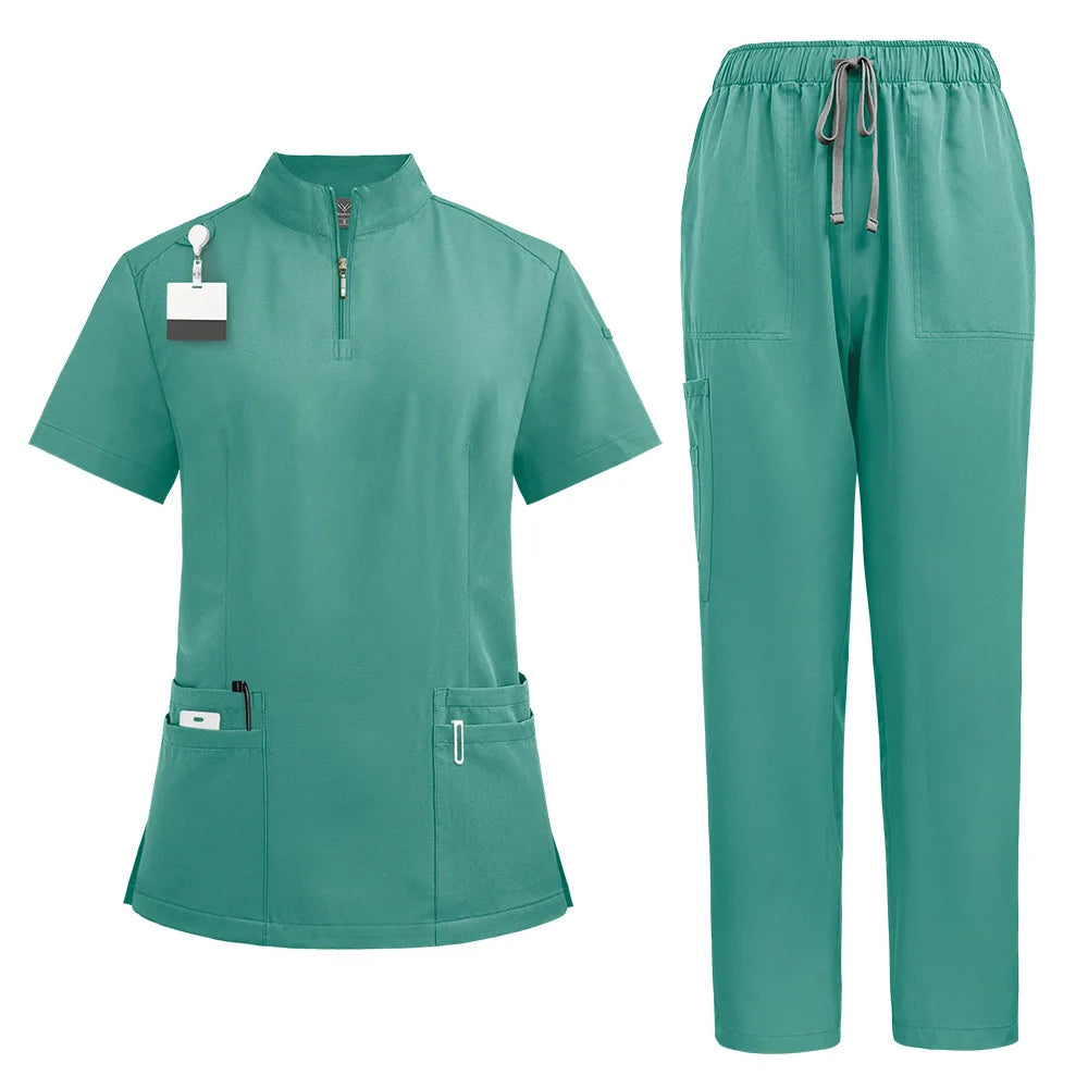 Medical Scrub Top – Stand-Up Collar Zip Jacket