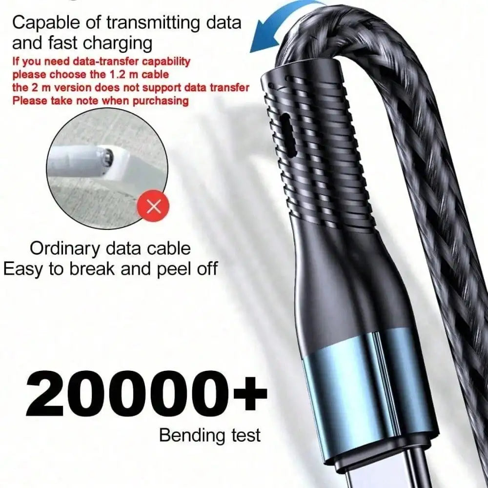 Braided USB-C Fast-Charging Cable (3-in-1)