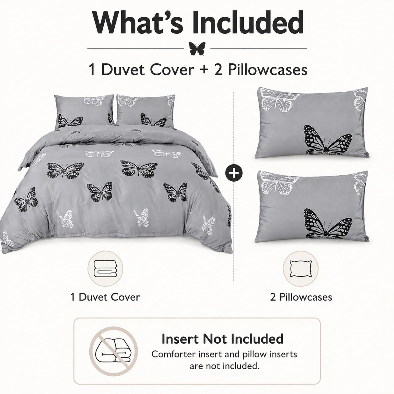 Butterfly Duvet Cover Set – 3-Piece Bedding