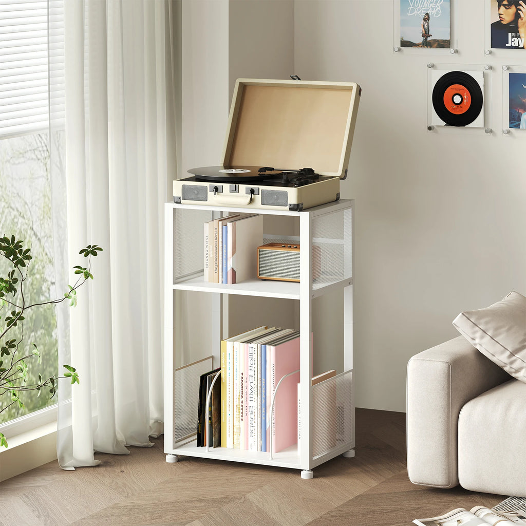 3-Tier Record Player Stand – Metal Media & Vinyl Storage