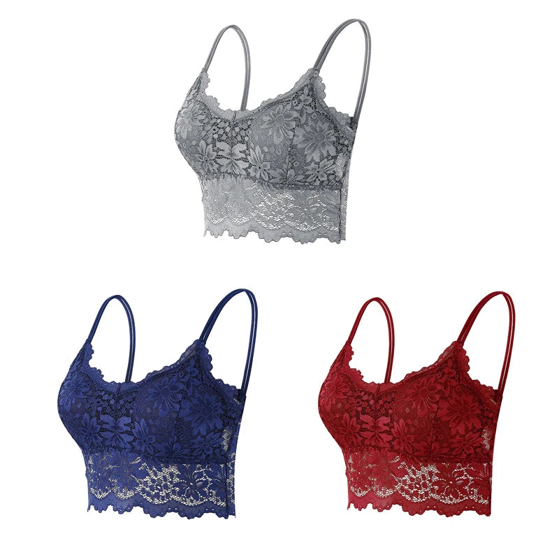 Women's Lace Bralette – 3-Pack Wireless Seamless
