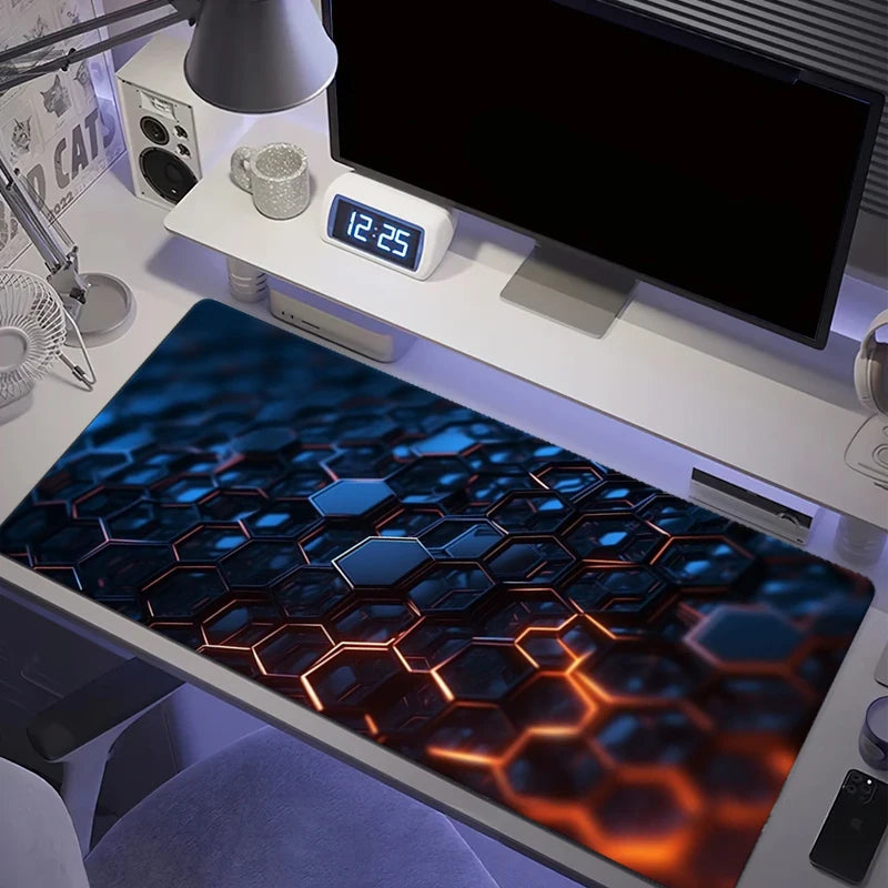 Gaming desk mat with keyboard and mouse