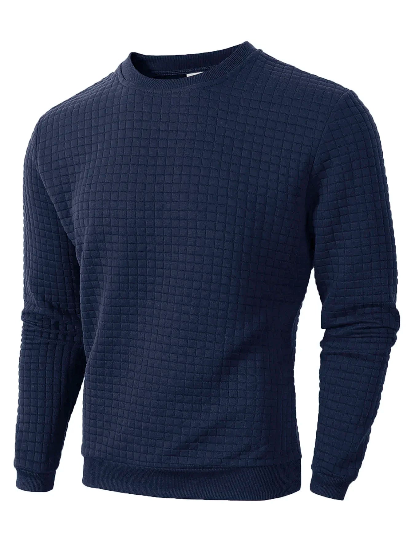 Men's Crewneck Knit Sweater – Jacquard Check Pullover