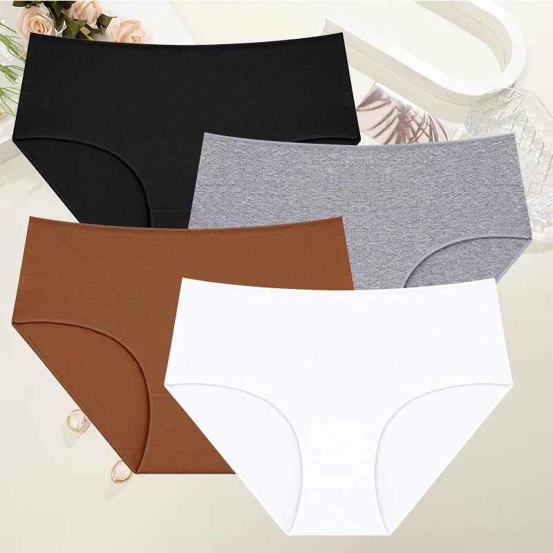 Women's High-Waist Cotton Briefs – 4-Pack Seamless