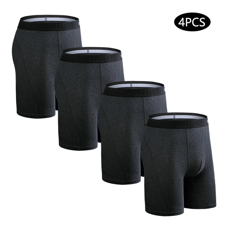 Men's Long-Leg Boxer Briefs – 4-Pack (Plus Sizes)