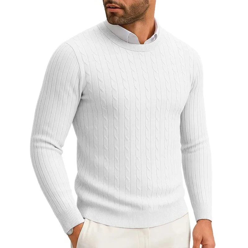 Men's Cable-Knit Crewneck Sweater – Warm Casual Pullover