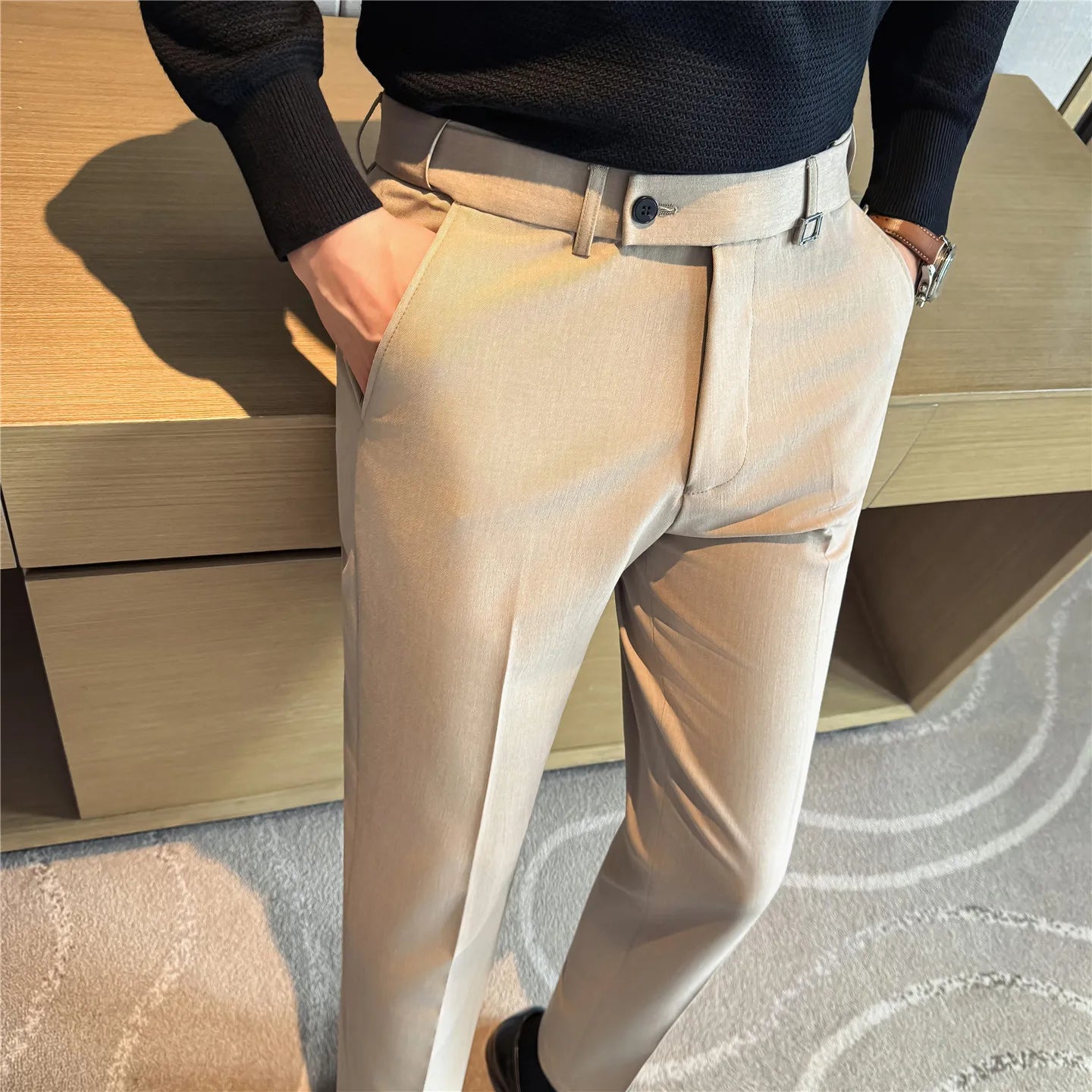 Men's Slim-Fit Dress Pants – Stretch Waist Trousers