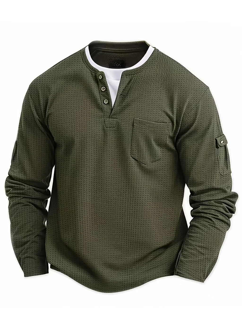 Men's Waffle-Knit Long-Sleeve Henley