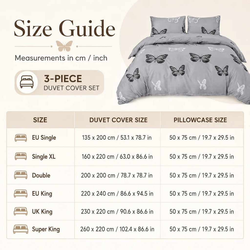 Butterfly Duvet Cover Set – 3-Piece Bedding