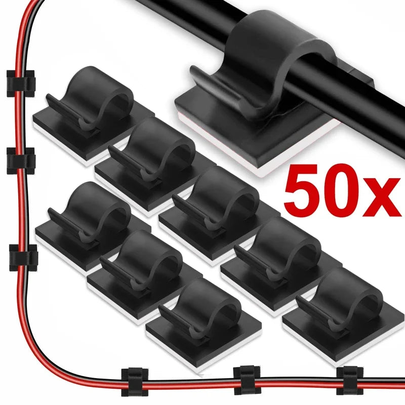 Adhesive Desk Cable Clips (50-Pack)