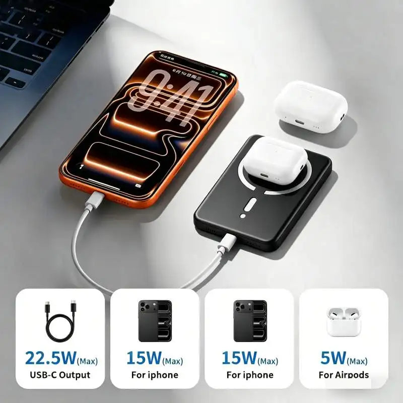 Magnetic Snap-On Wireless Power Bank