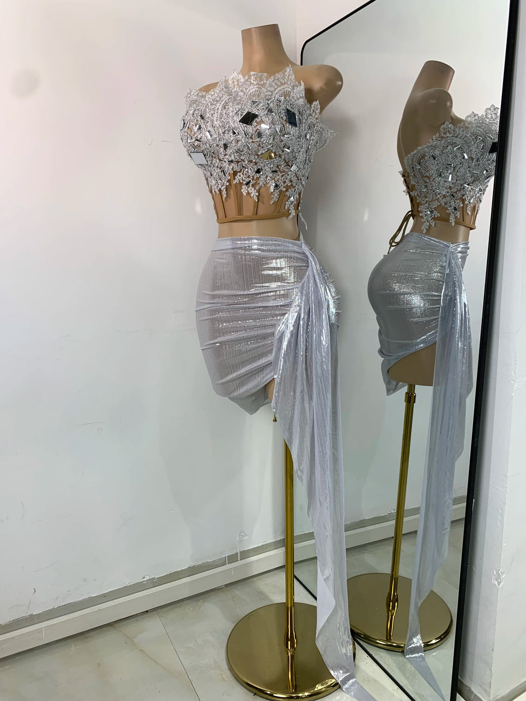 Sequin Crop & Skirt Party Set