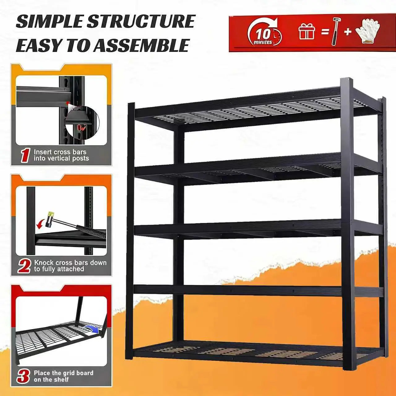 Adjustable Metal Utility Shelf – Heavy-Duty Storage Rack