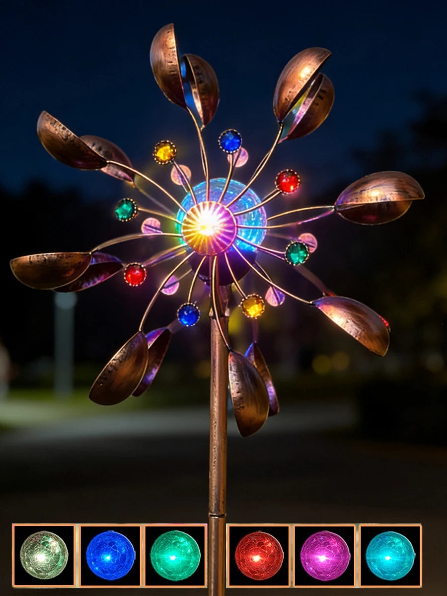 Solar Kinetic Wind Spinner Garden Decor