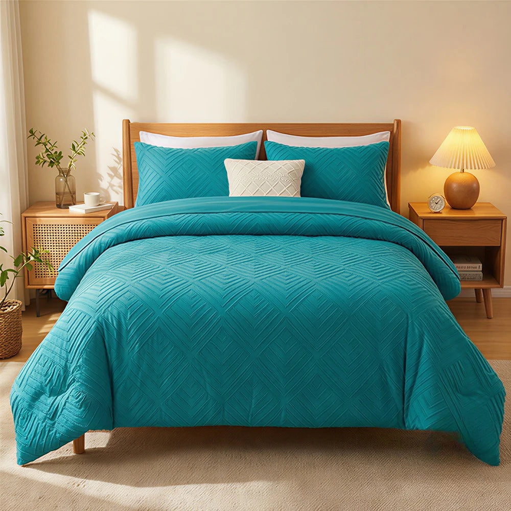 Tufted Comforter Bedding Set – 5 or 7 Piece, Solid Color