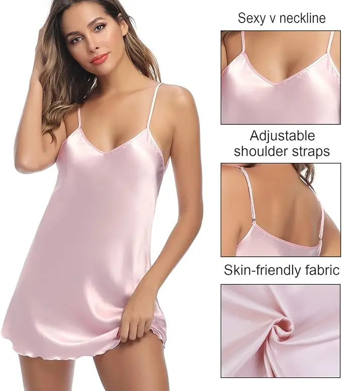 Women's Silky Solid Nightgown – Soft Comfortable Sleepwear