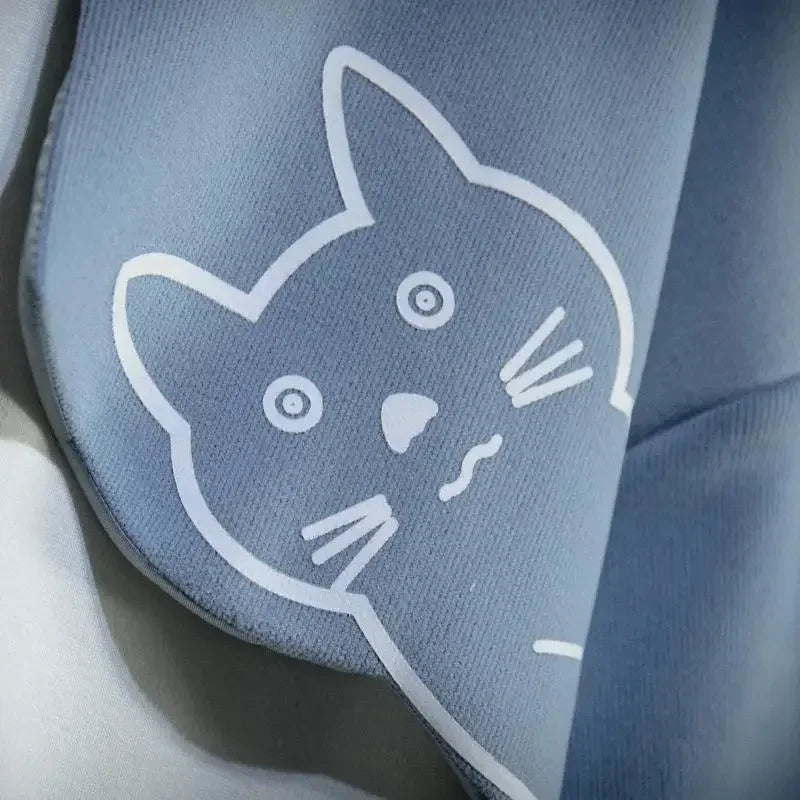 Men's Japanese Streetwear Hoodie – Kanji Cat Print Pullover