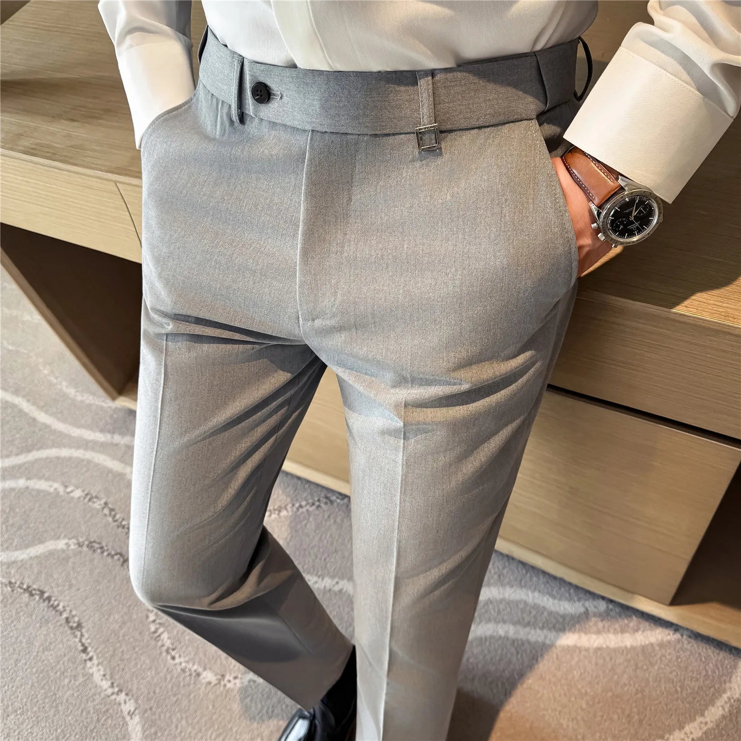 Men's Slim-Fit Dress Pants – Stretch Waist Trousers