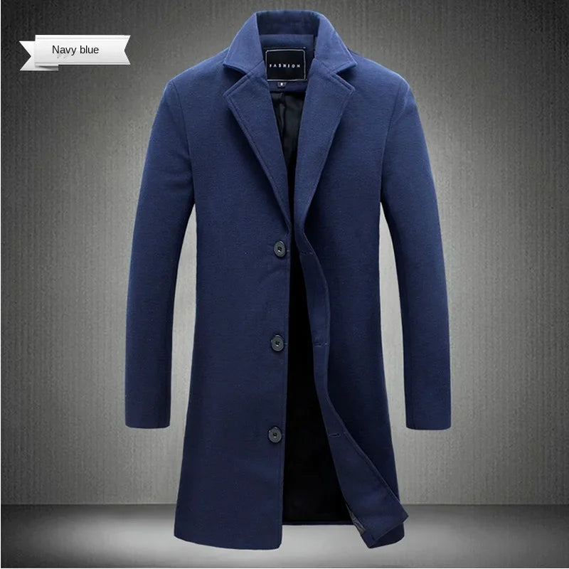 Long Wool-Blend Overcoat