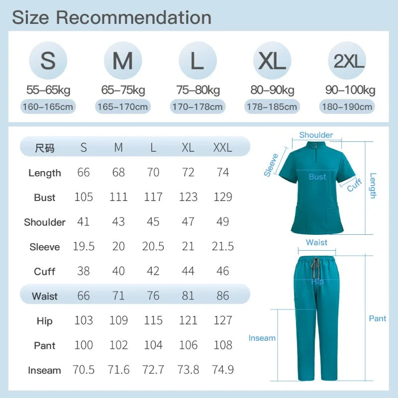 Medical Scrub Top – Stand-Up Collar Zip Jacket