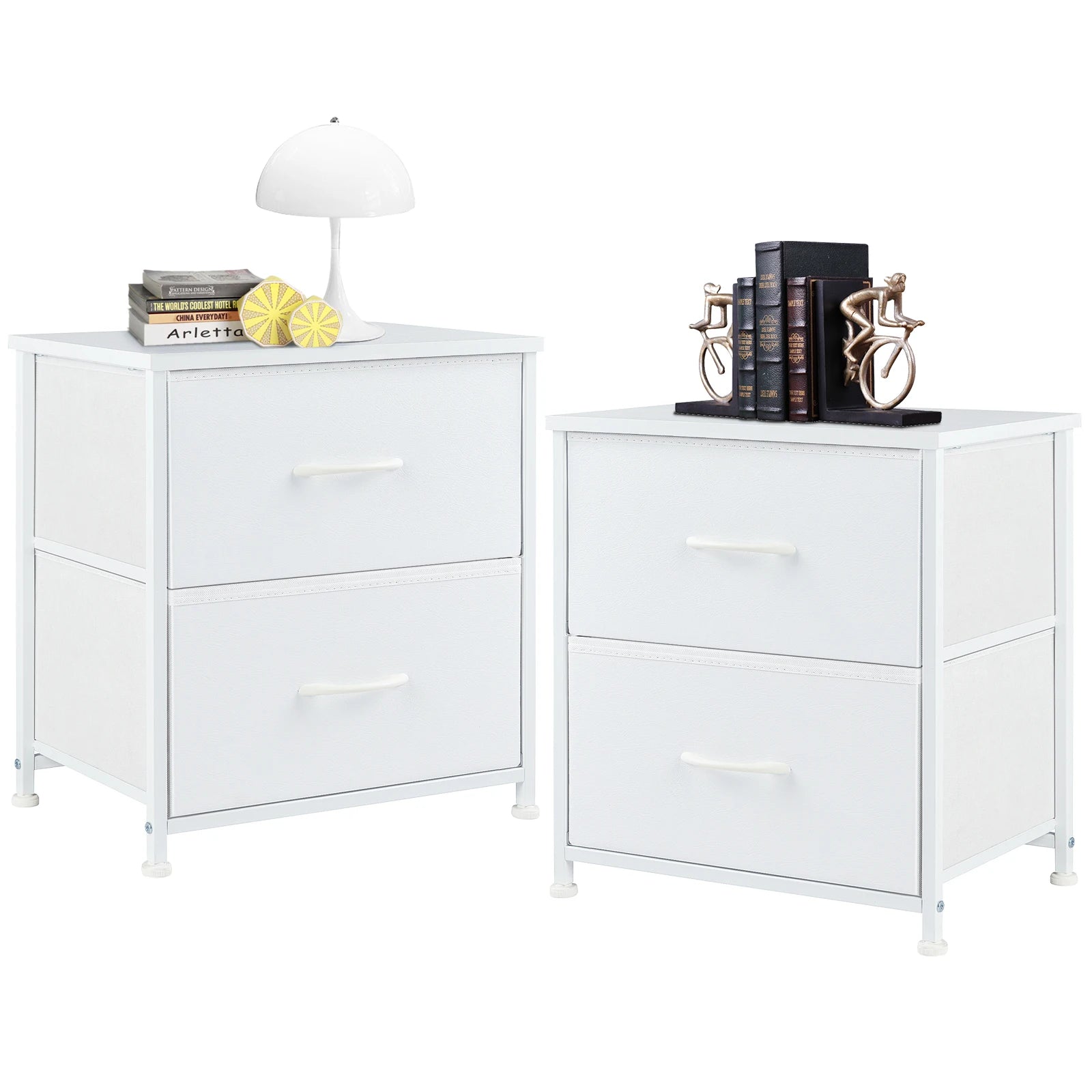 2-Drawer Nightstand – Fabric Bedside Table with Storage