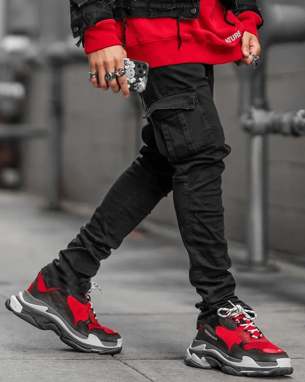 Men's Cargo Jeans – Multi-Pocket Denim, Plus Size