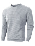 Autumn Men's Crew Neck Pullover Solid Color Casual Jacquard Check Sweatshirt Long Sleeve Warm Slim Sweaters Knitted Streetwear