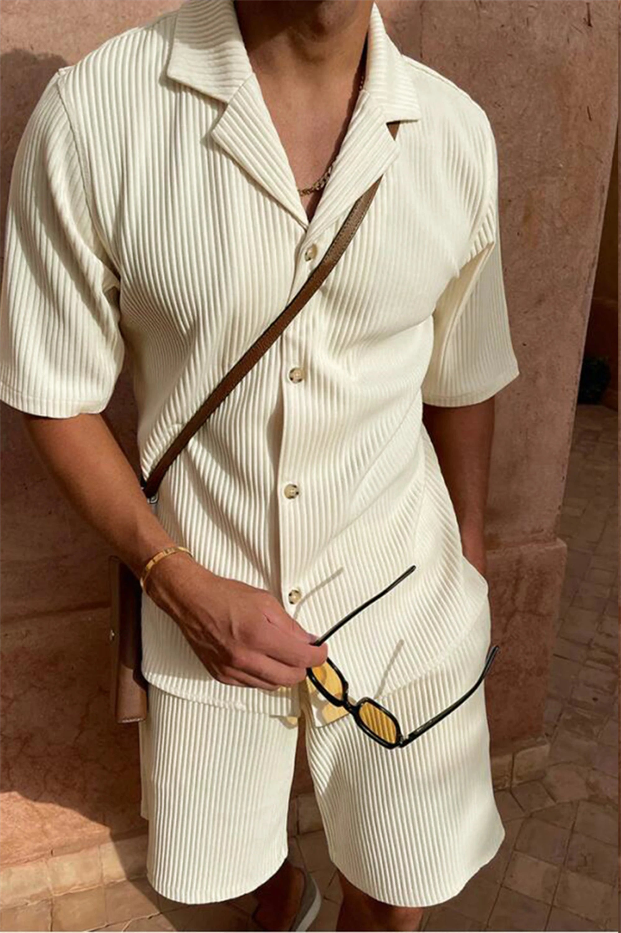Corduroy Shirt & Shorts Set – Casual Summer Outfit