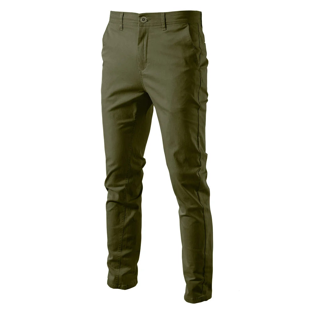 Men's Slim-Fit Trousers – Casual Cotton Pants