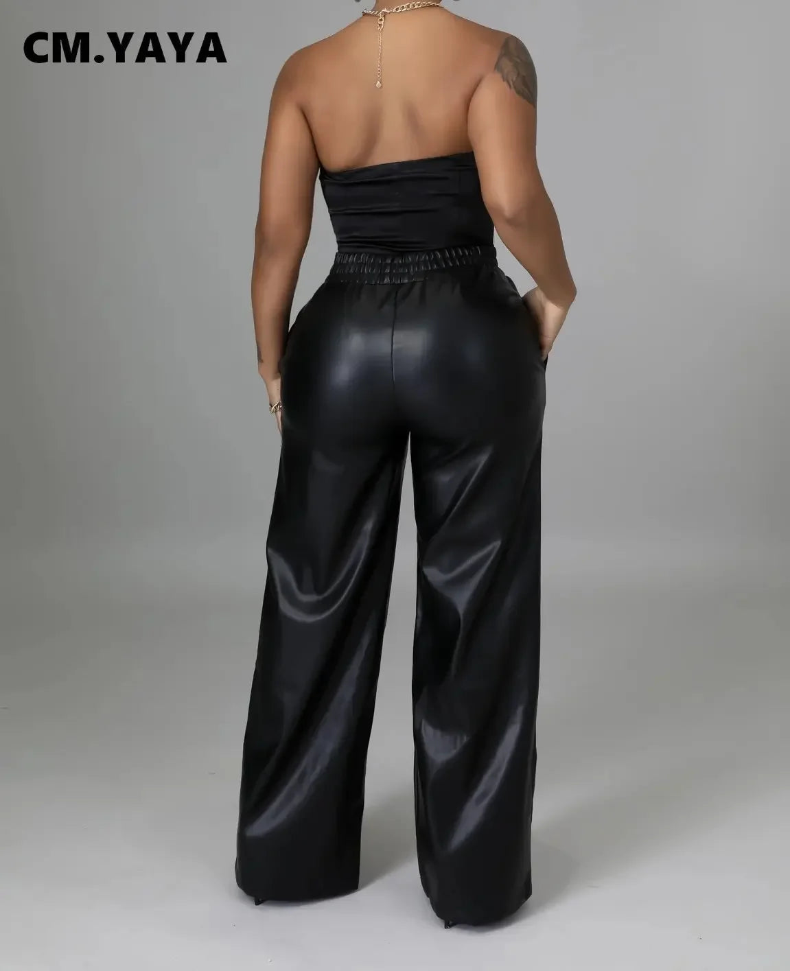 Faux-Leather Straight-Leg Pants